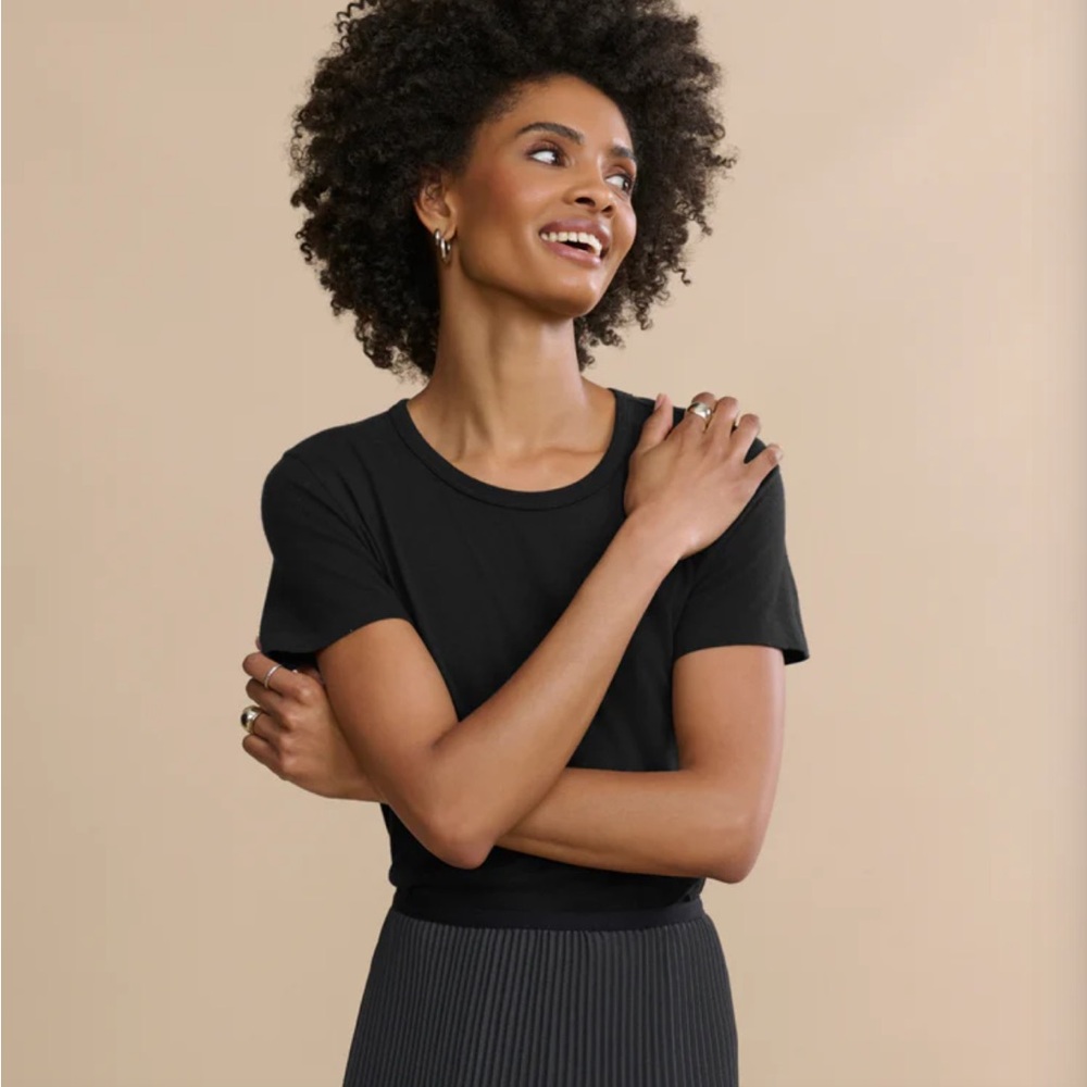 Jenni Kayne Medium Black Cotton Slim Tee Shirt